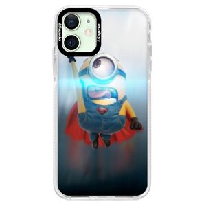 Silikónové puzdro Bumper iSaprio - Mimons Superman 02 - iPhone 12