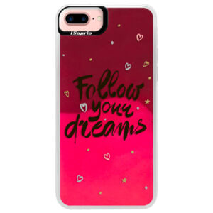 Neónové púzdro Pink iSaprio - Follow Your Dreams - black - iPhone 7 Plus