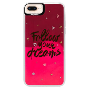 Neónové púzdro Pink iSaprio - Follow Your Dreams - black - iPhone 8 Plus