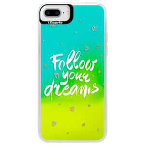 Neónové puzdro Blue iSaprio - Follow Your Dreams - white - iPhone 7 Plus