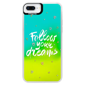 Neónové puzdro Blue iSaprio - Follow Your Dreams - white - iPhone 8 Plus