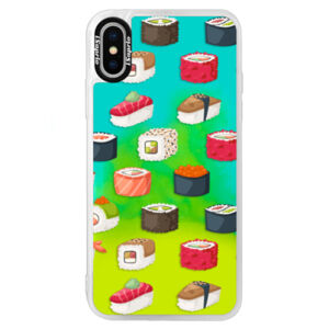 Neónové puzdro Blue iSaprio - Sushi Pattern - iPhone XS