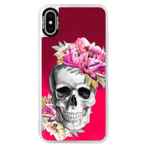 Neónové púzdro Pink iSaprio - Pretty Skull - iPhone XS