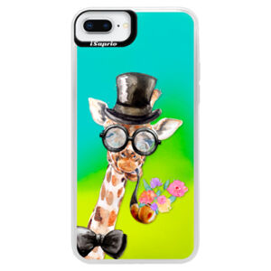 Neónové puzdro Blue iSaprio - Sir Giraffe - iPhone 8 Plus