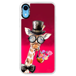 Neónové púzdro Pink iSaprio - Sir Giraffe - iPhone XR