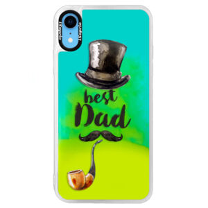 Neónové puzdro Blue iSaprio - Best Dad - iPhone XR