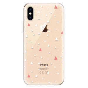 Odolné silikónové puzdro iSaprio - Abstract Triangles 02 - white - iPhone XS