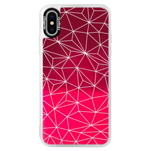 Neónové púzdro Pink iSaprio - Abstract Triangles 03 - white - iPhone XS