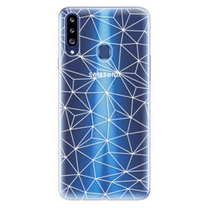Odolné silikónové puzdro iSaprio - Abstract Triangles 03 - white - Samsung Galaxy A20s