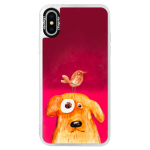 Neónové púzdro Pink iSaprio - Dog And Bird - iPhone XS