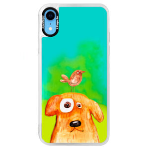 Neónové puzdro Blue iSaprio - Dog And Bird - iPhone XR