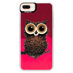 Neónové púzdro Pink iSaprio - Owl And Coffee - iPhone 8 Plus