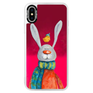 Neónové púzdro Pink iSaprio - Rabbit And Bird - iPhone XS