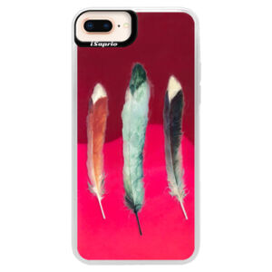 Neónové púzdro Pink iSaprio - Three Feathers - iPhone 8 Plus