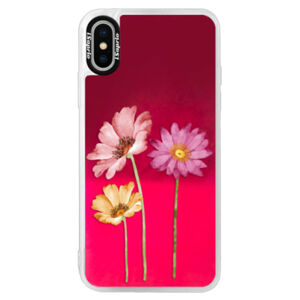 Neónové púzdro Pink iSaprio - Three Flowers - iPhone X