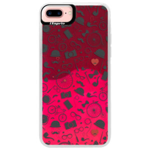 Neónové púzdro Pink iSaprio - Vintage Pattern 01 - black - iPhone 7 Plus