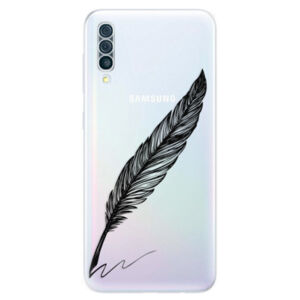 Odolné silikónové puzdro iSaprio - Writing By Feather - black - Samsung Galaxy A50