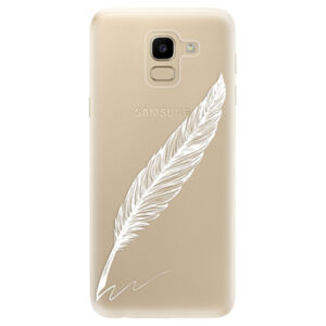 Odolné silikónové puzdro iSaprio - Writing By Feather - white - Samsung Galaxy J6