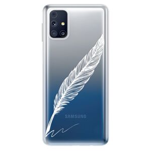 Odolné silikónové puzdro iSaprio - Writing By Feather - white - Samsung Galaxy M31s