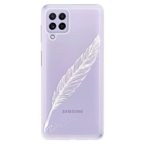 Odolné silikónové puzdro iSaprio - Writing By Feather - white - Samsung Galaxy A22