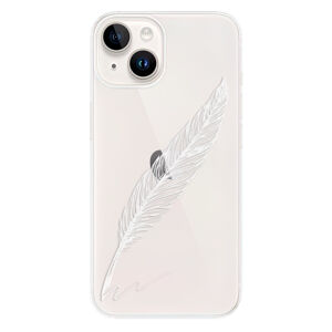 Odolné silikónové puzdro iSaprio - Writing By Feather - white - iPhone 15