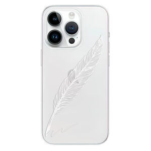 Odolné silikónové puzdro iSaprio - Writing By Feather - white - iPhone 15 Pro