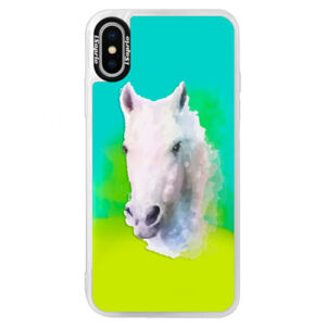 Neónové puzdro Blue iSaprio - Horse 01 - iPhone XS