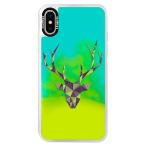 Neónové puzdro Blue iSaprio - Deer Green - iPhone XS
