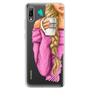 Odolné silikonové pouzdro iSaprio - My Coffe and Blond Girl - Huawei Y6 2019