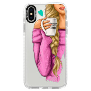 Silikónové púzdro Bumper iSaprio - My Coffe and Blond Girl - iPhone X