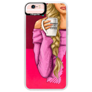 Neónové púzdro Pink iSaprio - My Coffe and Blond Girl - iPhone 6 Plus/6S Plus
