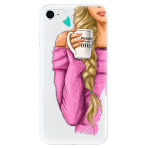 Odolné silikónové puzdro iSaprio - My Coffe and Blond Girl - iPhone SE 2020