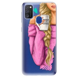 Odolné silikónové puzdro iSaprio - My Coffe and Blond Girl - Samsung Galaxy M21