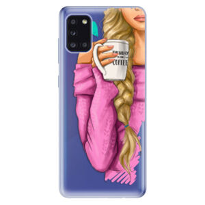 Odolné silikónové puzdro iSaprio - My Coffe and Blond Girl - Samsung Galaxy A31
