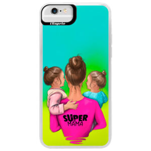 Neónové puzdro Blue iSaprio - Super Mama - Two Girls - iPhone 6 Plus/6S Plus