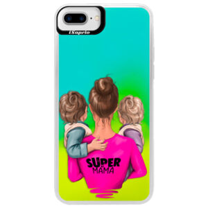 Neónové puzdro Blue iSaprio - Super Mama - Two Boys - iPhone 7 Plus