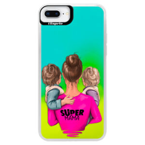 Neónové puzdro Blue iSaprio - Super Mama - Two Boys - iPhone 8 Plus