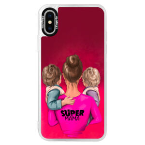 Neónové púzdro Pink iSaprio - Super Mama - Two Boys - iPhone X