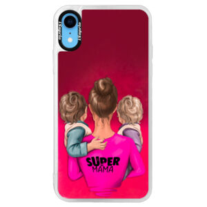 Neónové púzdro Pink iSaprio - Super Mama - Two Boys - iPhone XR