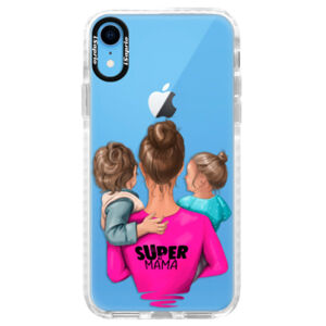 Silikónové púzdro Bumper iSaprio - Super Mama - Boy and Girl - iPhone XR