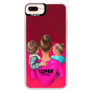 Neónové púzdro Pink iSaprio - Super Mama - Boy and Girl - iPhone 8 Plus