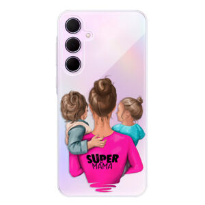 Odolné silikónové puzdro iSaprio - Super Mama - Boy and Girl - Samsung Galaxy A35 5G