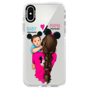Silikónové púzdro Bumper iSaprio - Mama Mouse Brunette and Boy - iPhone X