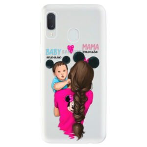 Odolné silikónové puzdro iSaprio - Mama Mouse Brunette and Boy - Samsung Galaxy A20e