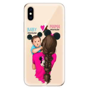 Odolné silikónové puzdro iSaprio - Mama Mouse Brunette and Boy - iPhone XS