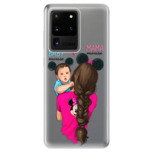 Odolné silikónové puzdro iSaprio - Mama Mouse Brunette and Boy - Samsung Galaxy S20 Ultra