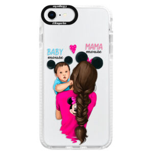 Silikónové puzdro Bumper iSaprio - Mama Mouse Brunette and Boy - iPhone SE 2020