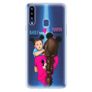 Odolné silikónové puzdro iSaprio - Mama Mouse Brunette and Boy - Samsung Galaxy A20s