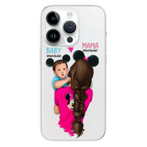 Odolné silikónové puzdro iSaprio - Mama Mouse Brunette and Boy - iPhone 15 Pro