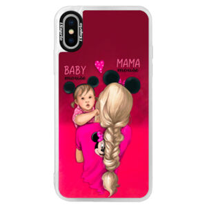 Neónové púzdro Pink iSaprio - Mama Mouse Blond and Girl - iPhone X